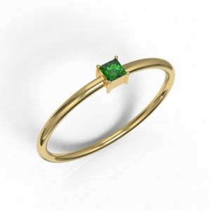 Solid Yellow Gold Princess Minimalist Promise Ring